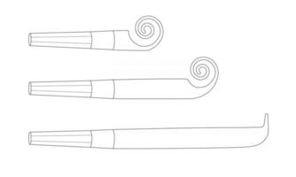 Outline party blowers, horns, noise makers, sound whistles vector