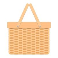 Woven willow picnic basket. Handmade wicker basket with two handles vector