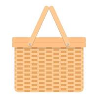 Woven willow picnic basket. Handmade wicker basket with two handles vector