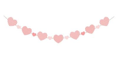 Heart bunting. Garland for Valentine day party, wedding, romantic date. Decoration for banners, greeting cards and invitations vector