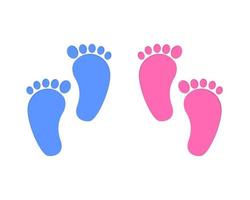 Baby foot print isolated on white background. Little boy and girl feet. Design elements for greeting card and invitations, nursery decor, photoshoot vector