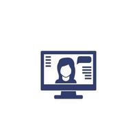 webinar, online training vector icon on white