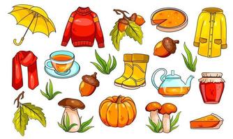 conjunto de otoño. gran colección de artículos de otoño. vector