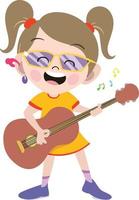 Kindergarten Preschool Girl Dressed as Professional singer vector