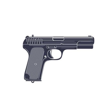 pistol, old soviet world war 2 handgun isolated on white