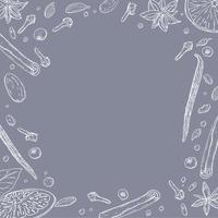 frame with spices for making mulled wine. Illustration with place for text. vector