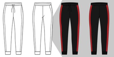 Jogger Track pant with cut and sewn vector flat sketch