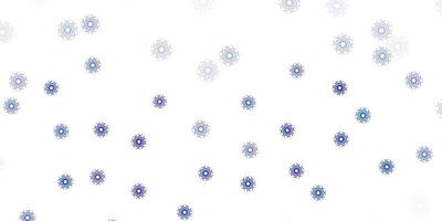 Light BLUE vector doodle template with flowers.