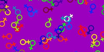 Light Multicolor vector pattern with feminism elements.