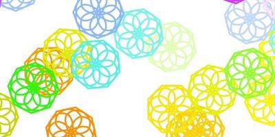 Fondo de doodle de vector multicolor claro con flores.