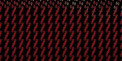 Dark Orange vector background with occult symbols.