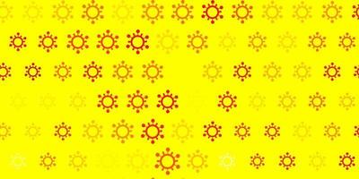 Light orange vector background with covid-19 symbols.