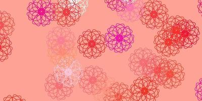 Light Pink vector doodle background with flowers.