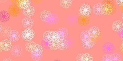 Light Pink, Yellow vector doodle pattern with flowers.