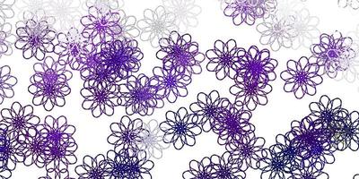 Light Purple vector doodle template with flowers.