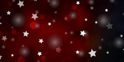 Dark Blue, Red vector layout with circles, stars.