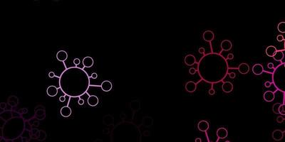 Dark purple, pink vector pattern with coronavirus elements.