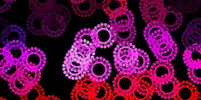 Dark purple, pink vector pattern with coronavirus elements.