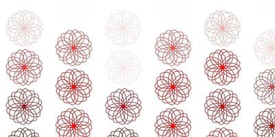 plantilla de doodle de vector rojo claro con flores.