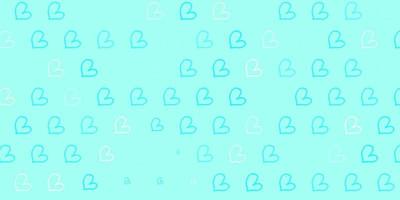 Light Blue, Green vector background with hearts.