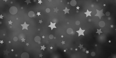 textura de vector gris claro con círculos, estrellas.