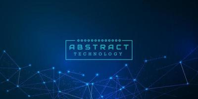 Abstract futuristic - Molecules technology with polygonal shapes on dark blue background. Illustration Vector design digital technology concept.