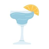 Glass with cocktail and orange. Vector illustration.