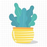 Cute hand-drawn houseplant. Icon of colorful plant in pot. Home decoration vector