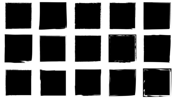 Dirty frames grunge. Ink brush strokes. distress textures of a square