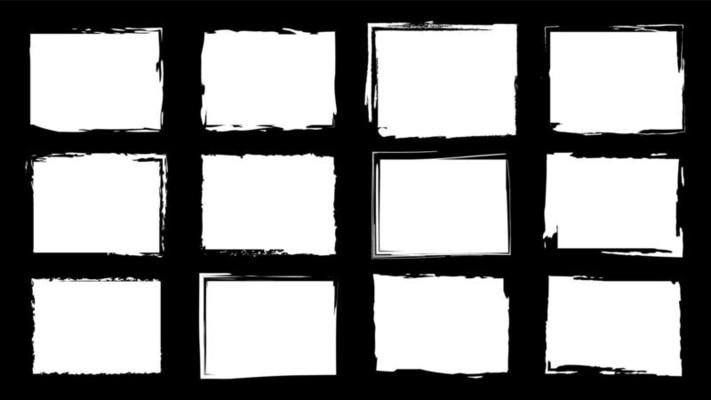 Dirty frames grunge. Ink brush strokes. distress textures of a square