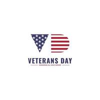 Letter V and D logo formed USA flag on veterans day theme vector