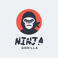 logotipo de gorila ninja vector