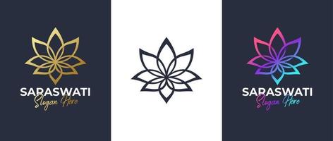 lotus logo design template, flower logo brand in 3 color vector