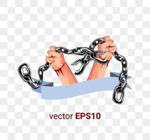 ilustración de imagen vectorial de una mano sosteniendo una cadena de símbolo de libertad vector