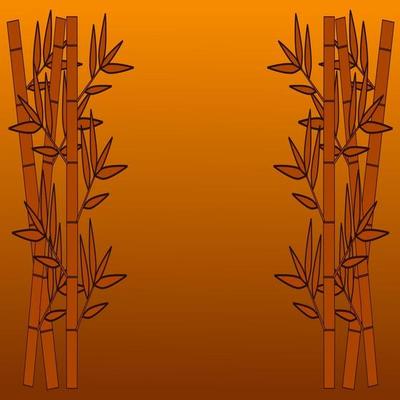 vector illustration of bamboo with orange background