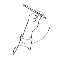 Left-handed illustration vector drawing writing with left hand