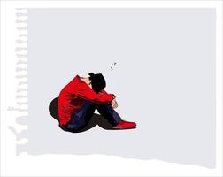 vector image illustration of a person sitting and sleeping