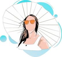 vector image of illustration of woman with umbrella