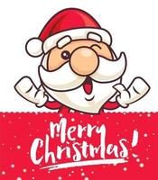 Christmas Santa Claus with Christmas lettering greeting red signboard - Vector character