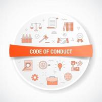 code of conduct concept with icon concept with round or circle shape vector