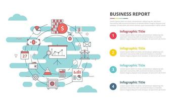 concepto de informe comercial para banner de plantilla infográfica con información de lista de cuatro puntos vector