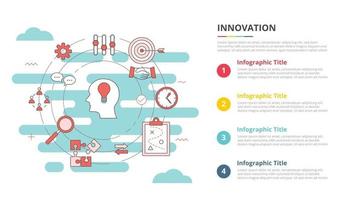 concepto de innovación para banner de plantilla de infografía con información de lista de cuatro puntos vector