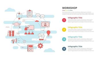 concepto de taller para banner de plantilla infográfica con información de lista de cuatro puntos vector