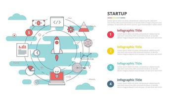 concepto de negocio de inicio para banner de plantilla infográfica con información de lista de cuatro puntos vector