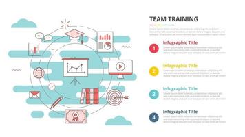 concepto de capacitación del equipo empresarial para banner de plantilla infográfica con información de lista de cuatro puntos vector