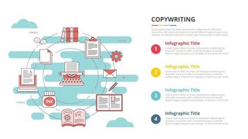 concepto de redacción para banner de plantilla infográfica con información de lista de cuatro puntos vector