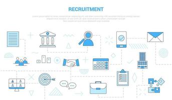 recruitment concept with icon set template banner with modern blue color style vector