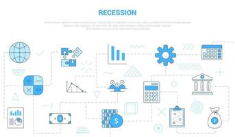 recession concept with icon set template banner with modern blue color style vector