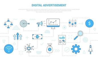 digital advertisement concept with icon set template banner with modern blue color style vector