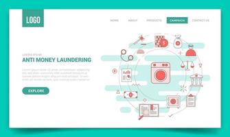 aml anti money laundering concept with circle icon for website template or landing page banner homepage outline style vector
